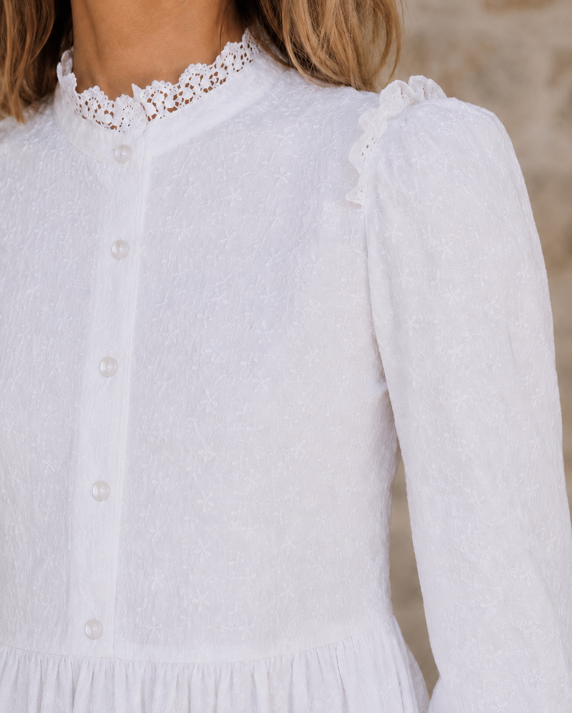 The Logan | Eyelet Ruffle LDS Temple Dress