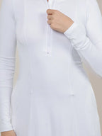 The Concepción LDS temple dress — clean-line modern silhouette