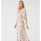 The Willow floral rayon modest maxi dress with a surplice neckline and tiered skirt