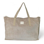 Toffee beige corduroy temple bag with top zip and interior pocket, made in Spain