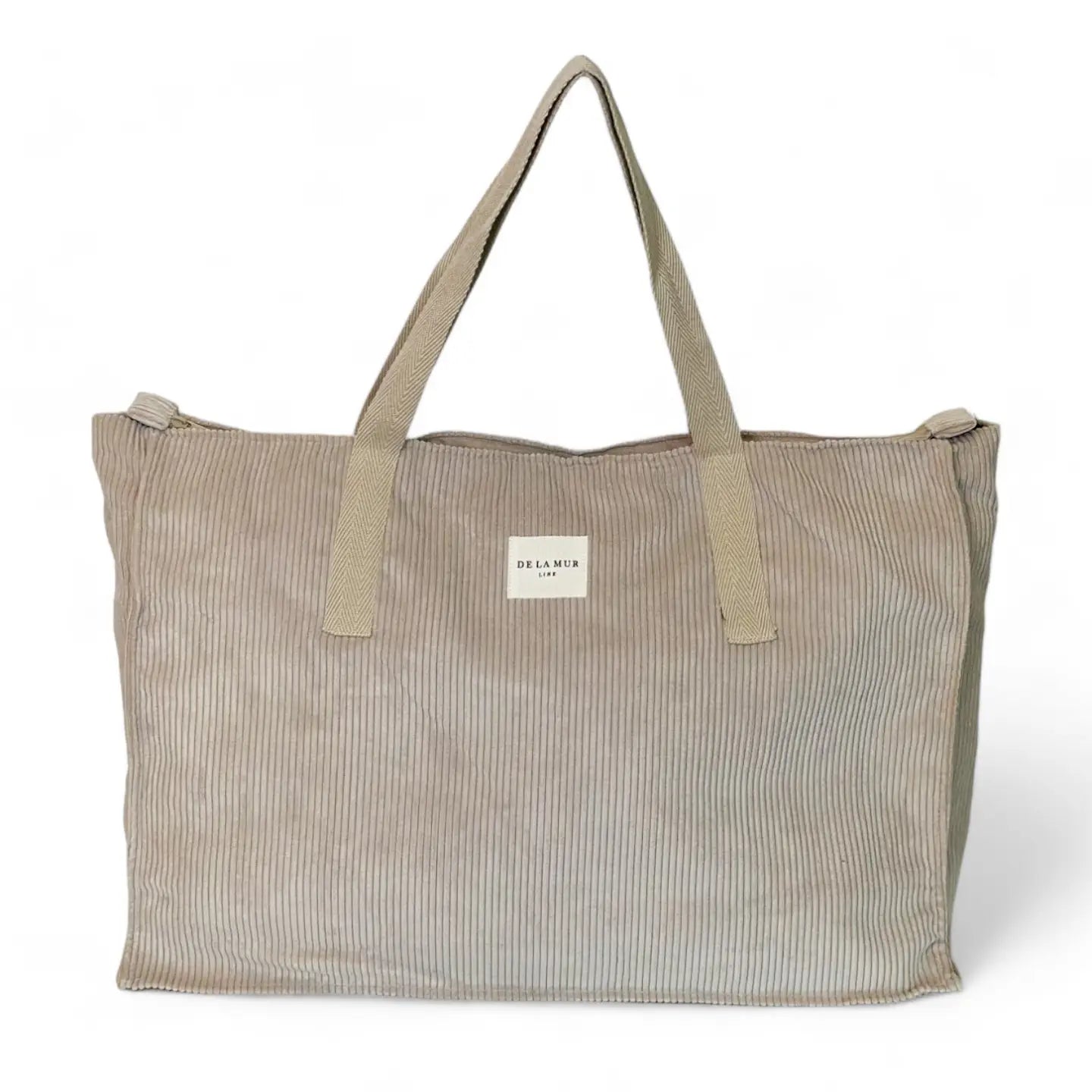 Toffee beige corduroy temple bag with top zip and interior pocket, made in Spain