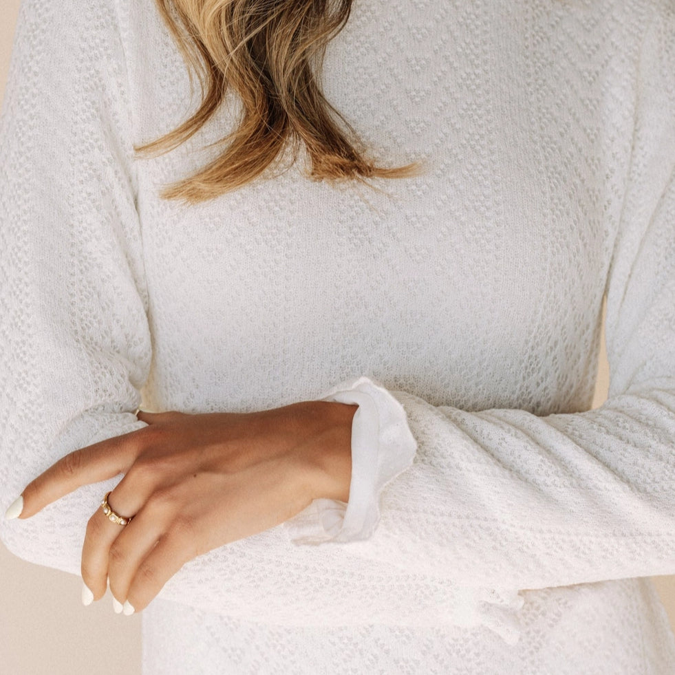 The Winter Quarters LDS temple dress — soft knit texture