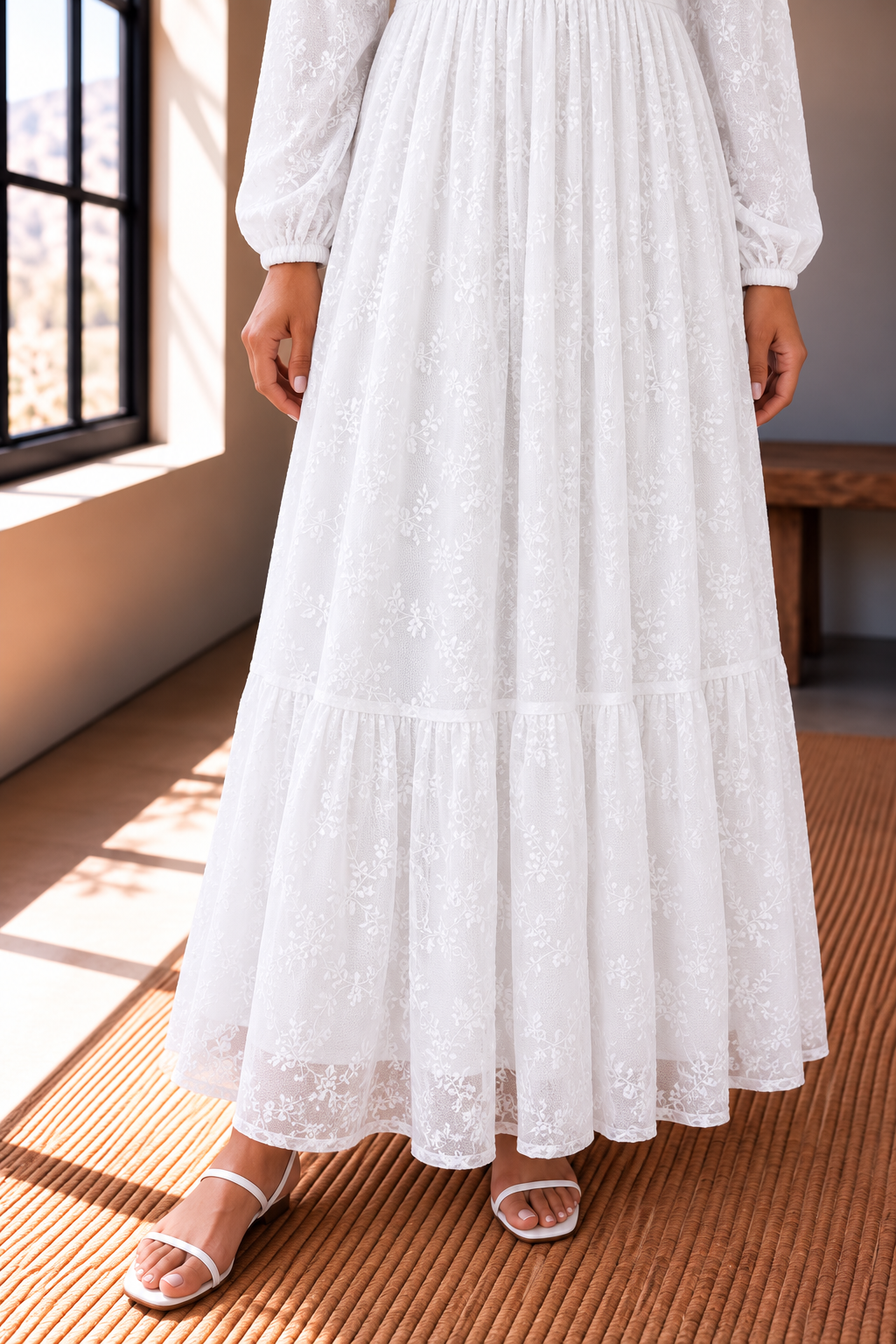 The Adelaide Petite | Floral Lace LDS Temple Dress