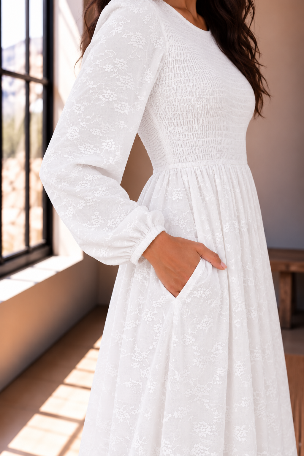 The Adelaide Petite | Floral Lace LDS Temple Dress