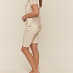 Sand high-rise bermuda shorts with a button fly