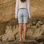 Frey light-wash denim modest bermuda shorts with a straight fit