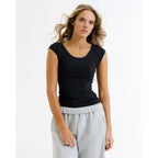 White Fitted Scoop Neck Tee