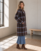 Brown & Blue Plaid Eyelash Coatigan