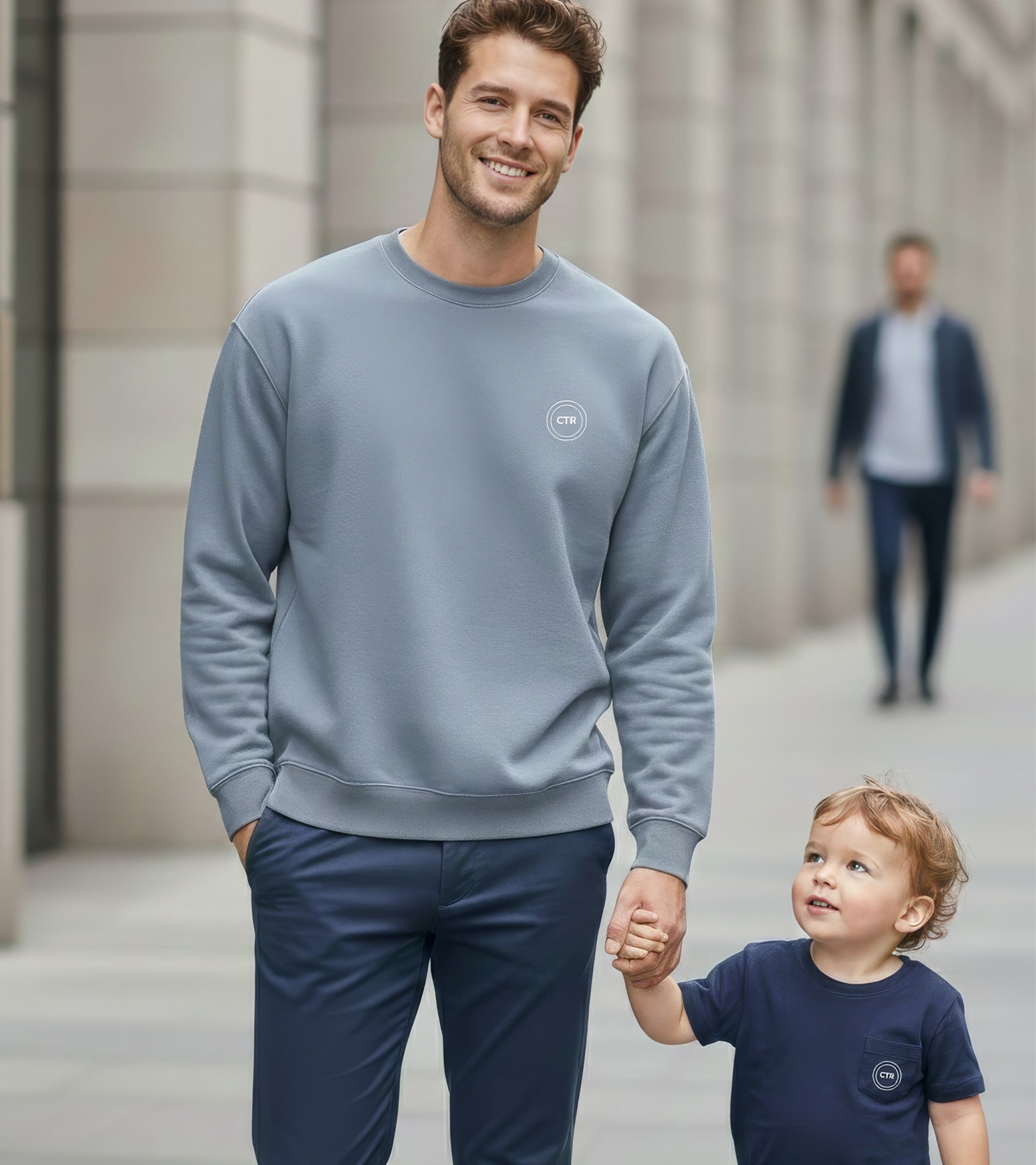 The CTR slate-blue Choose The Right Christian sweatshirt with a clean emblem