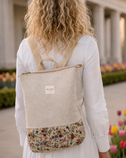 Blume floral-jacquard temple backpack with adjustable straps and zip pocket