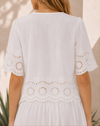 Cotton Eyelet Tie-Front Top