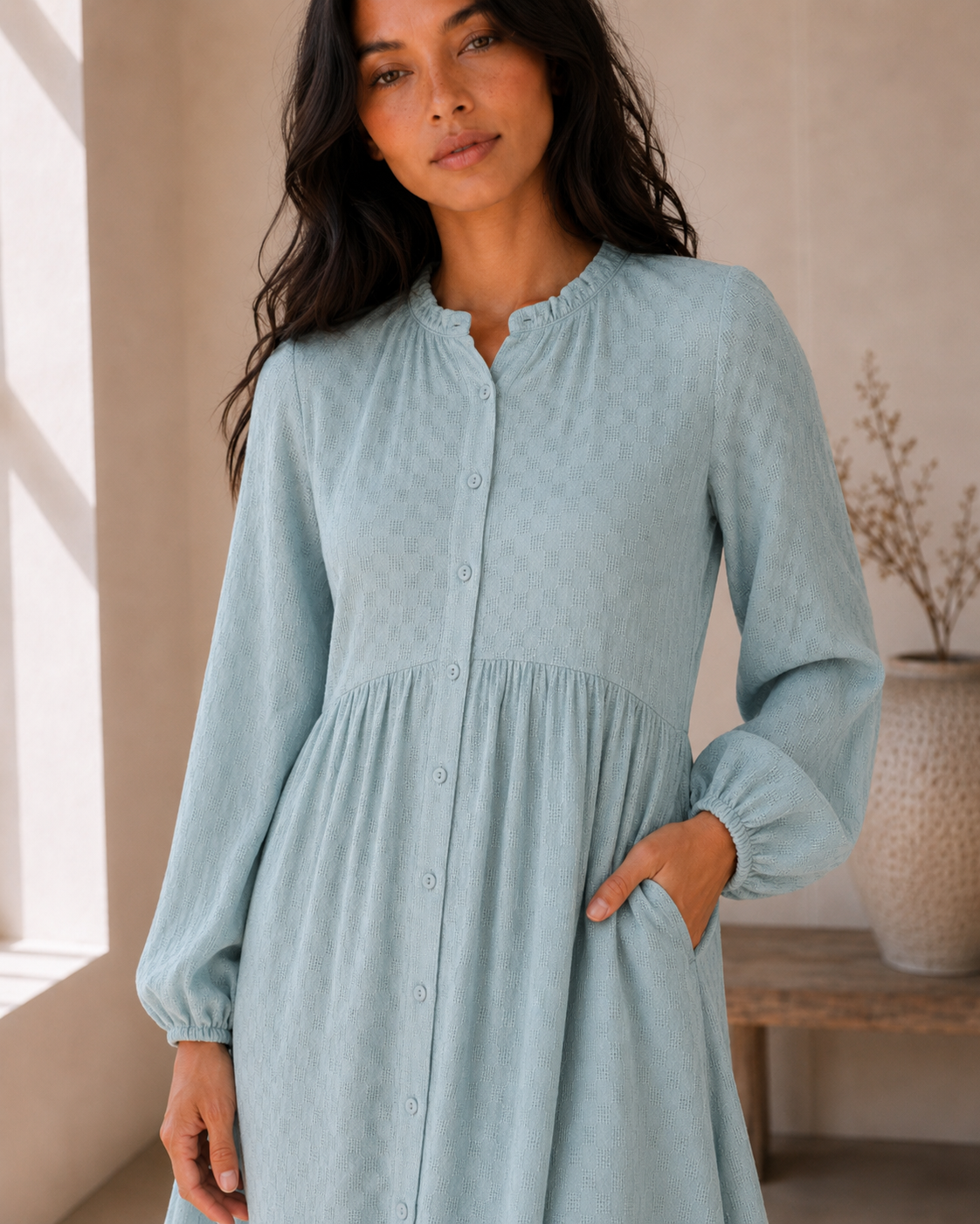 long sleeve maxi dress modest Invitation Accepted Light Blue Satin Long Sleeve