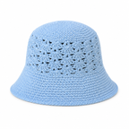 Handmade Light Blue Crochet Bucket Hat for Adults Openwork Summer Hat.