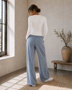 High-waisted checkered wide-leg drawstring pants with pockets