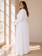 The Jordan River | V-Neck Lace-Trim LDS Temple Dress with Pockets