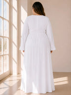 The Jordan River | V-Neck Lace-Trim LDS Temple Dress with Pockets