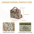 Morning Garden structured floral temple bag with multiple compartments