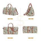 Morning Garden floral temple duffle bag with faux-leather handles and a removable strap