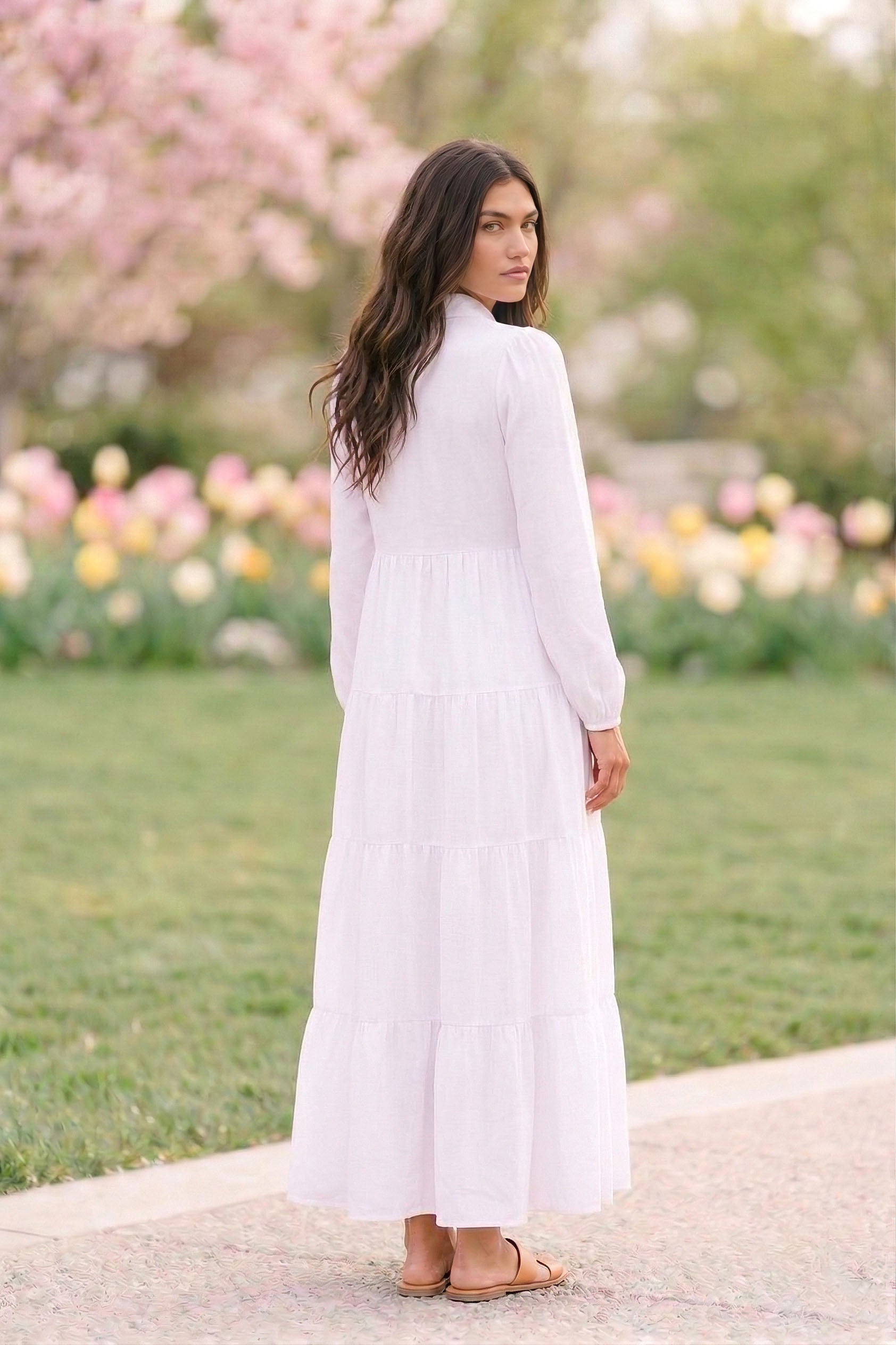 The Provo City LDS temple dress — four-tier flowing skirt