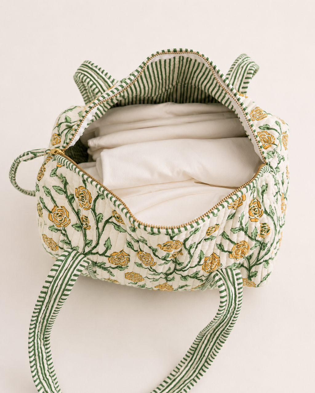 Small Orange Rosevine Quilted Temple Duffel