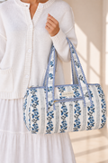 Small Quilted Temple Duffel Bag – Blue Floral