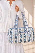 Small Quilted Temple Duffel Bag – Blue Floral