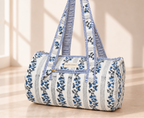 Small Quilted Temple Duffel Bag – Blue Floral