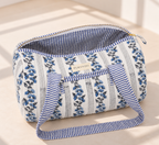 Small Quilted Temple Duffel Bag – Blue Floral