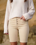 Sand high-rise bermuda shorts with a button fly