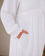 The Columbia River | Scalloped V-Neck Long Sleeve LDS Temple Dress