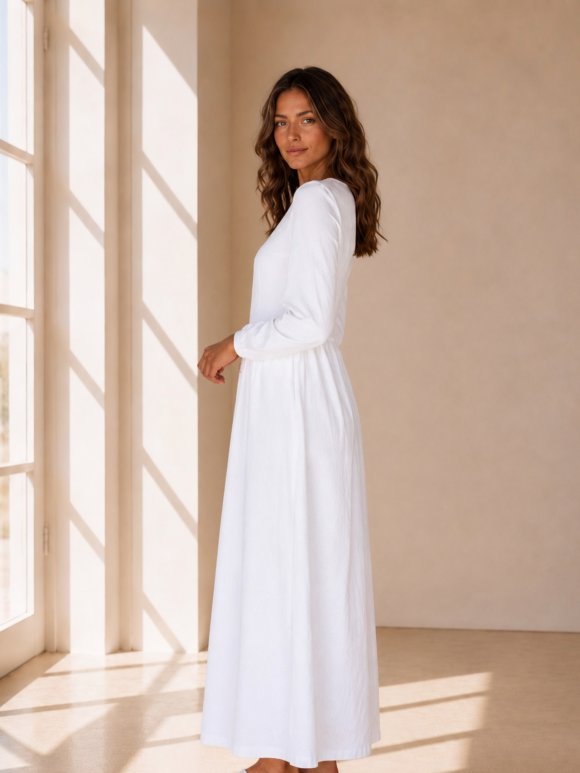 White Front-Zip LDS Temple Dress