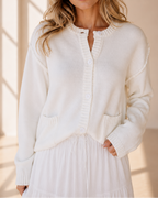 White Knit Pocket Cardigan