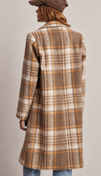 Women's Brushed Plaid Longline Coat