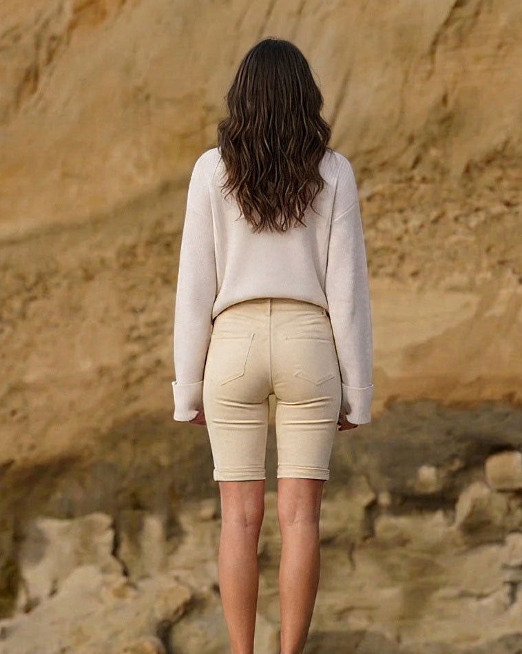 Sand high-rise bermuda shorts with a button fly