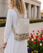 Blume floral-jacquard temple backpack with adjustable straps and zip pocket