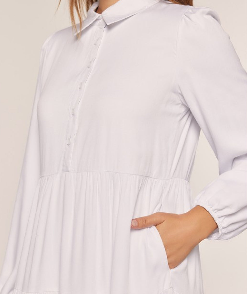 The Provo City LDS temple dress — button-down bodice detail