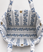Quilted Temple Tote Bag – Blue Floral