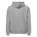 The Isaiah carbon-grey Christian hoodie with a quiet here am I chest mark