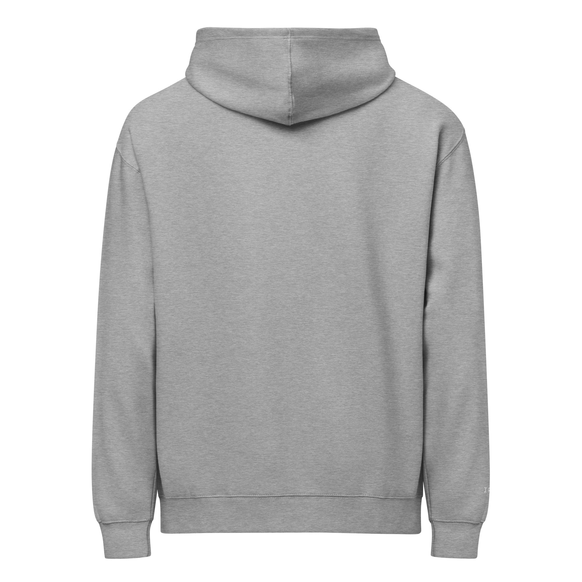 The Isaiah carbon-grey Christian hoodie with a quiet here am I chest mark