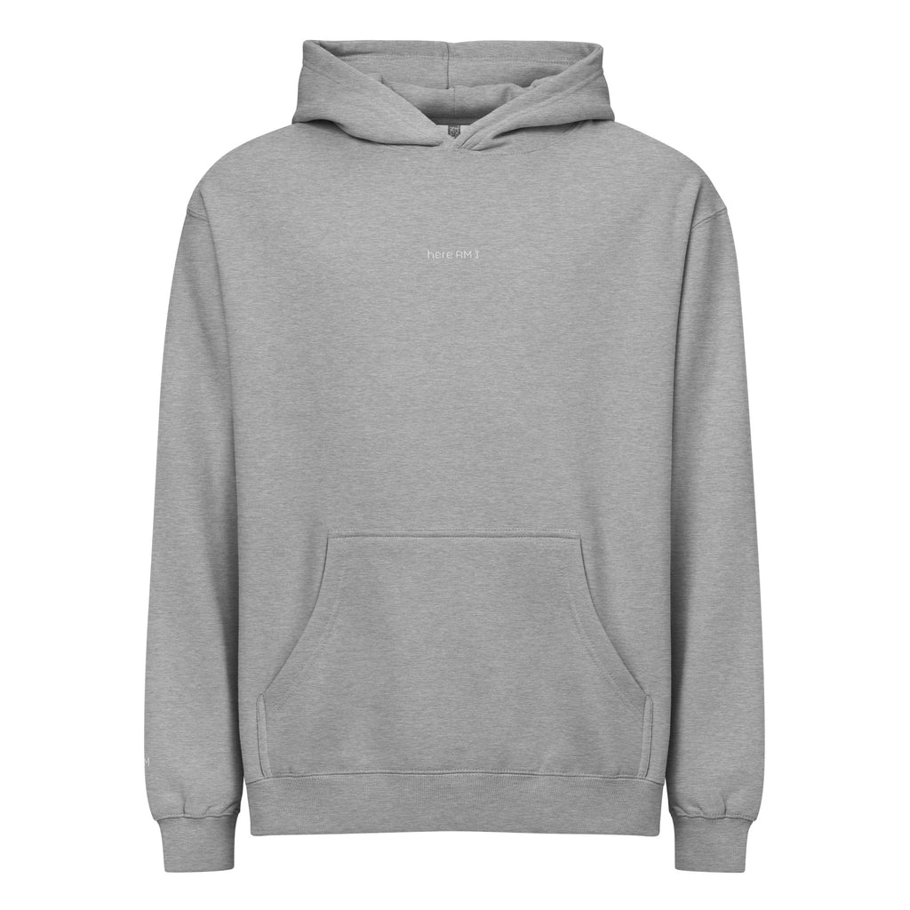 The Isaiah carbon-grey Christian hoodie with a quiet here am I chest mark