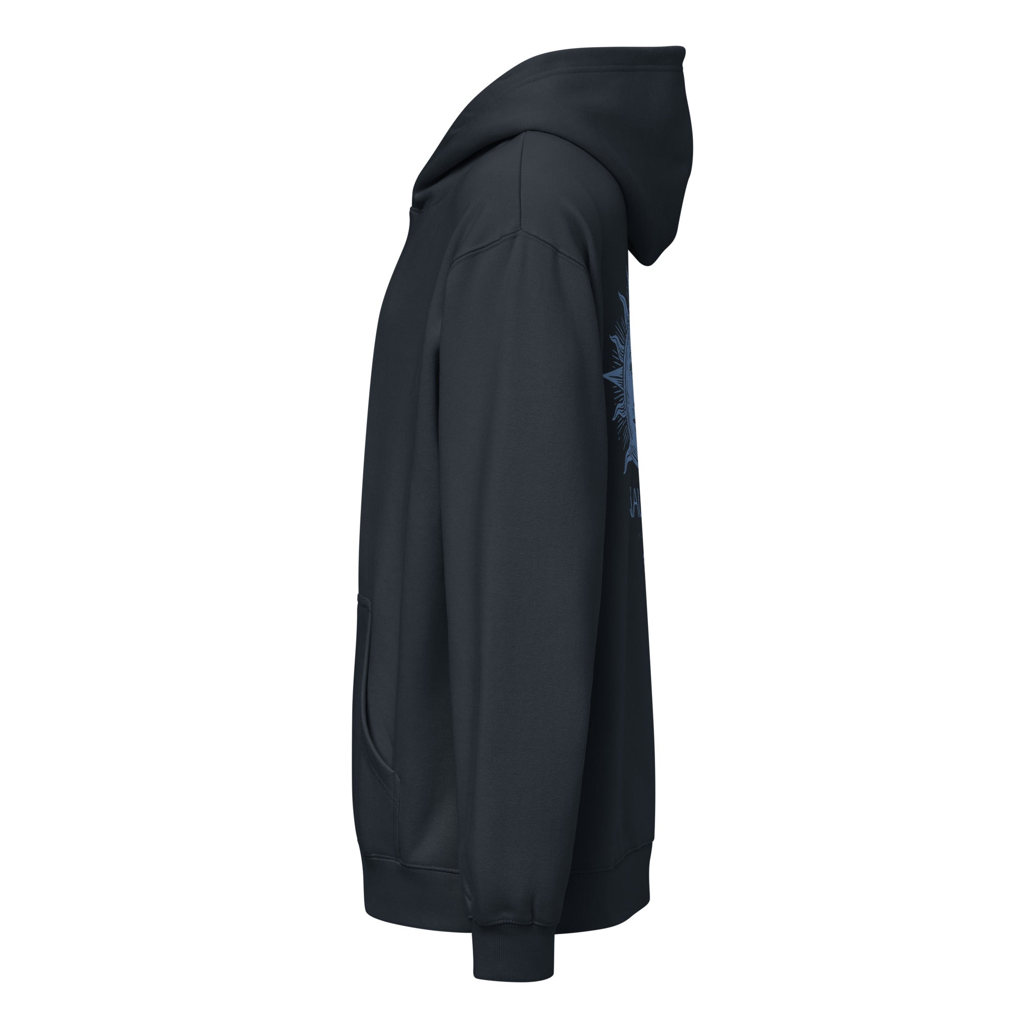 The Nauvoo Sun Christian hoodie with a small Nauvoo sun graphic