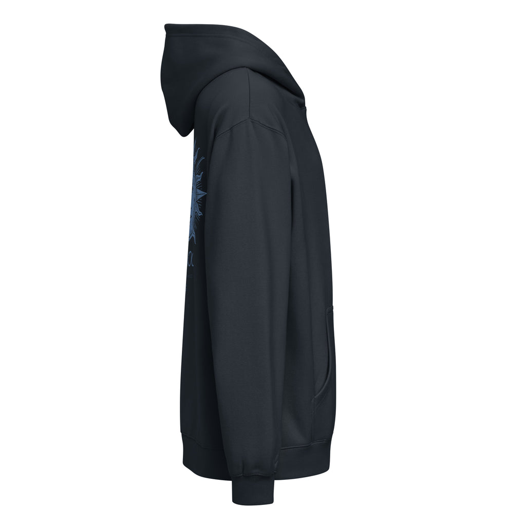The Nauvoo Sun Christian hoodie with a small Nauvoo sun graphic
