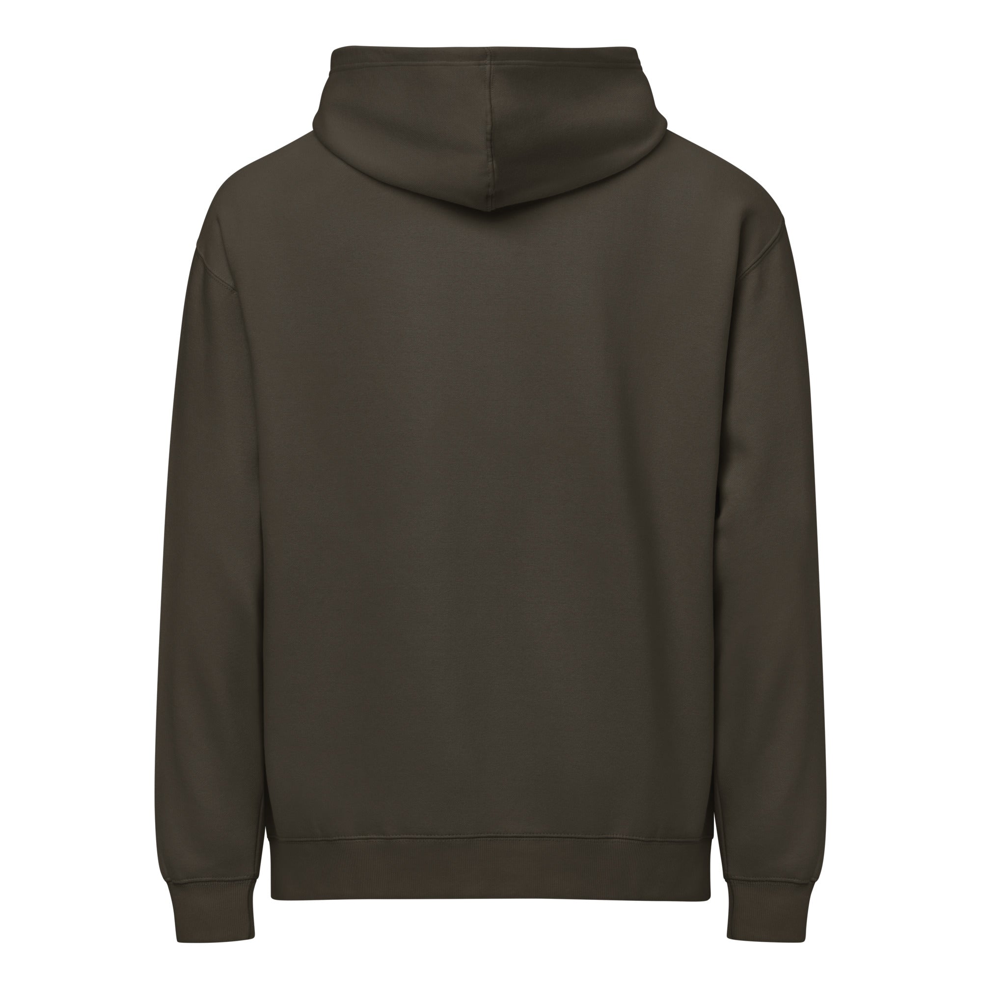 Nephi's Ship earth-toned Christian hoodie for men with a small chest mark