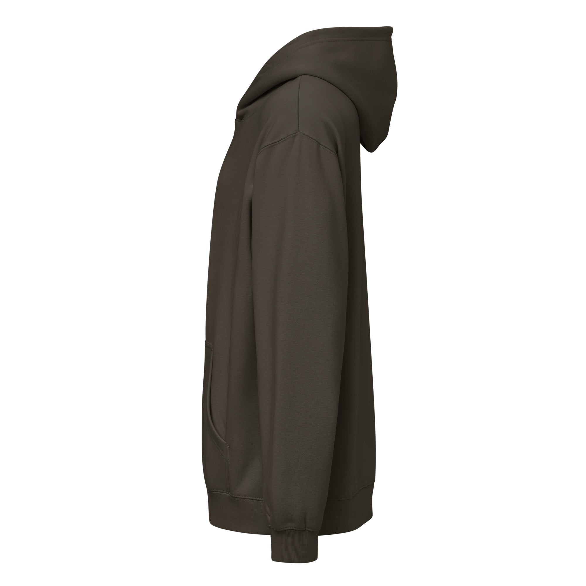 Nephi's Ship earth-toned Christian hoodie for men with a small chest mark
