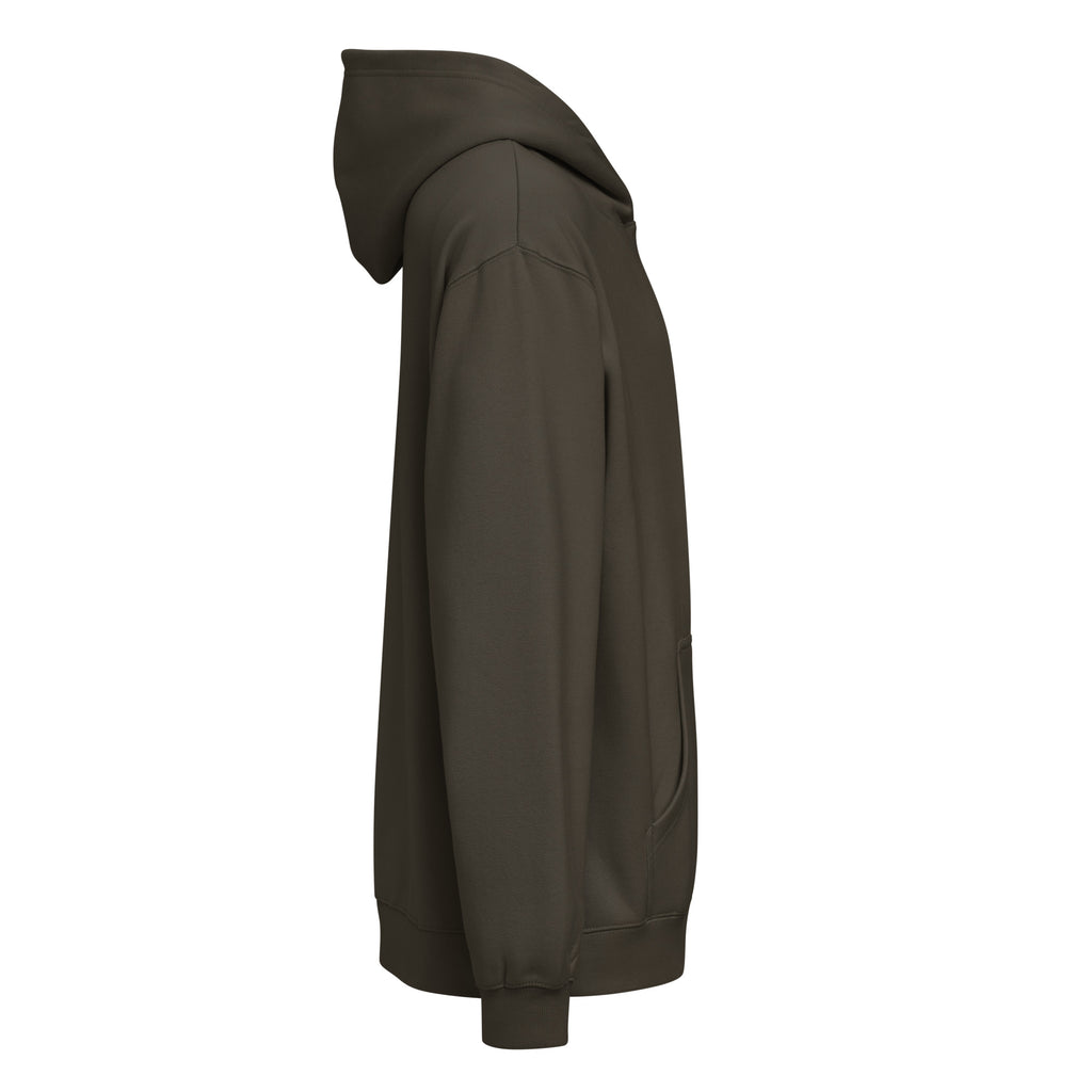 Nephi's Ship earth-toned Christian hoodie for men with a small chest mark