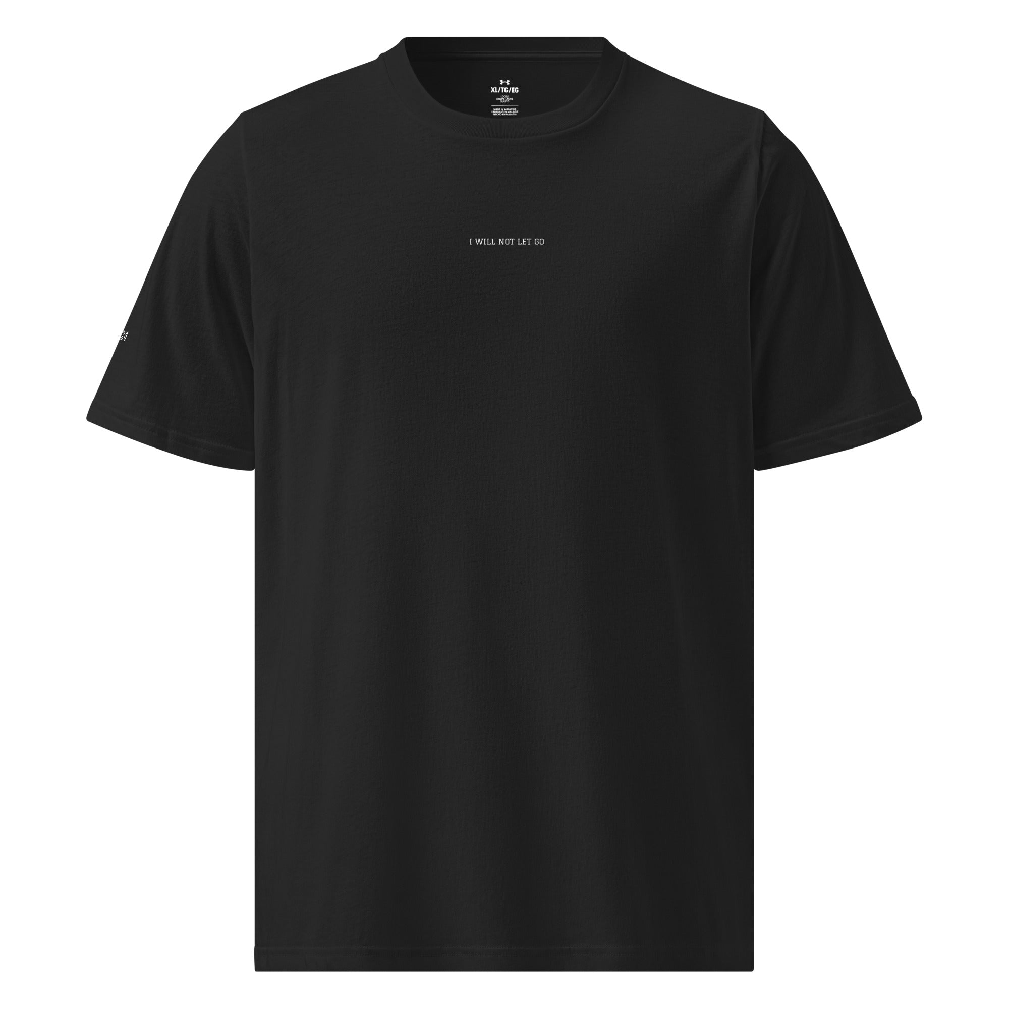 The Jacob black Under Armour Christian athletic tee with a quiet chest mark