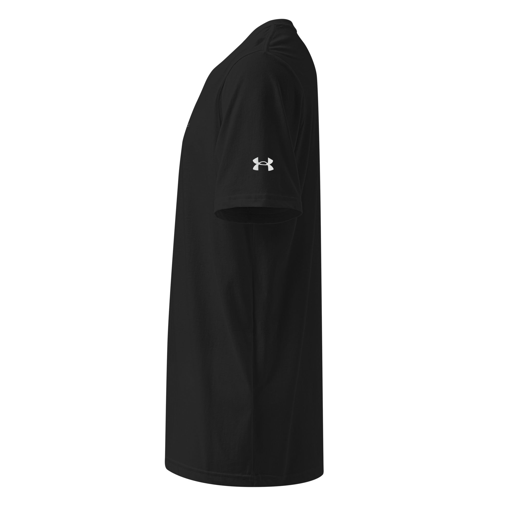 The Jacob black Under Armour Christian athletic tee with a quiet chest mark