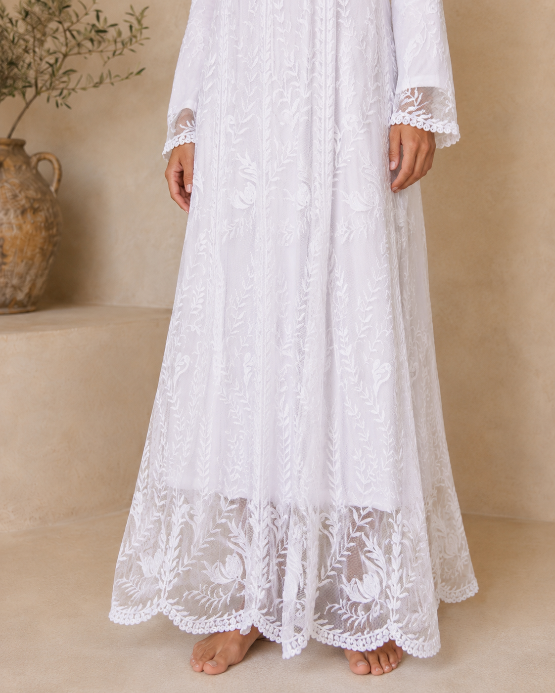 embroidered white temple dress Avery Temple Dress - Petite main image 0