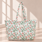 Quilted Temple Tote Bag – Pink Rose