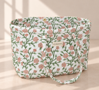 Quilted Temple Tote Bag – Pink Rose